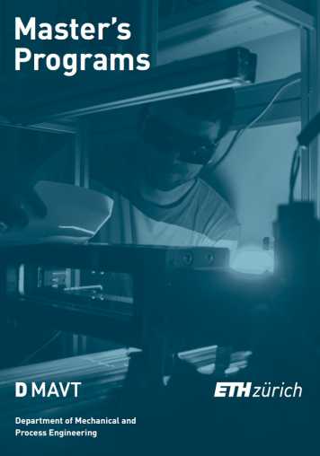 Cover of the Master's brochure with a person in a lab on a dark turquoise background